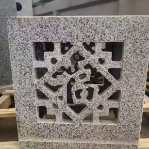 内江 芝麻白花岗岩镂空雕花灯笼