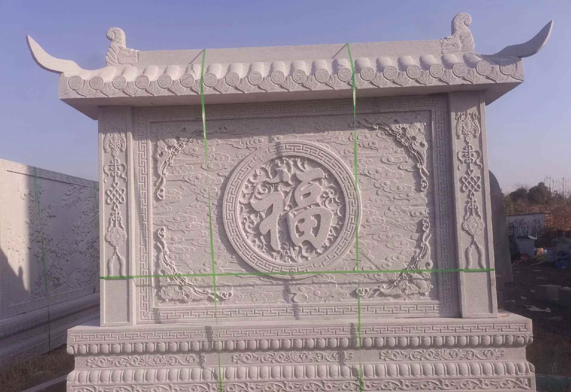 内江 芝麻白花岗岩屏风，照壁，影壁